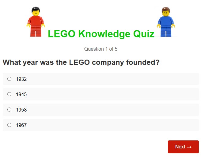 Self-Referencing Multiple Choice Quiz